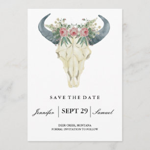 Watercolor Rustic Rodeo Save the Date Roses