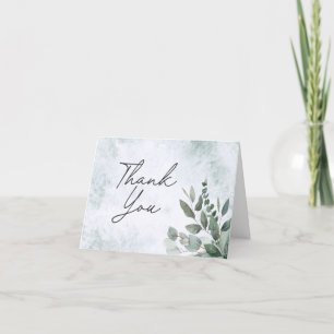 Watercolor Rustic Sage Greenery Leaves Thank You Card