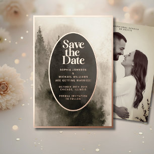 Watercolor Rustic Save the Date Photo Mountains