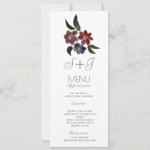 Watercolor Rustic Simple Floral Bouquet - Menu