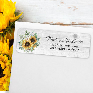 Watercolor Rustic Sunflower Bouquet Return Address