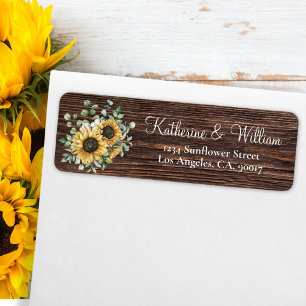 Watercolor Rustic Sunflower Bouquet Wooden Return
