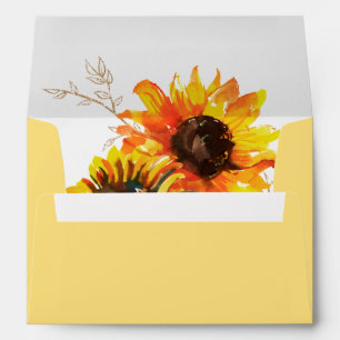 Watercolor Rustic Sunflower Envelope