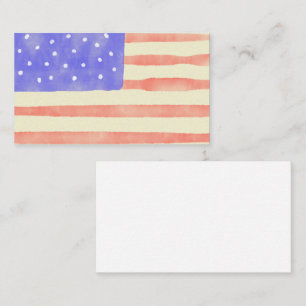 Watercolor rustic USA American flag Business Card
