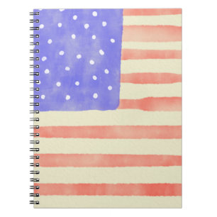 Watercolor rustic USA American flag Notebook