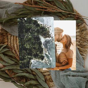 Watercolor Rustic West Coast Wedding Invitation