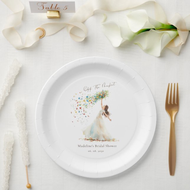 Watercolor Rustic Wildflower Bridal Shower Paper Plate (Wedding)
