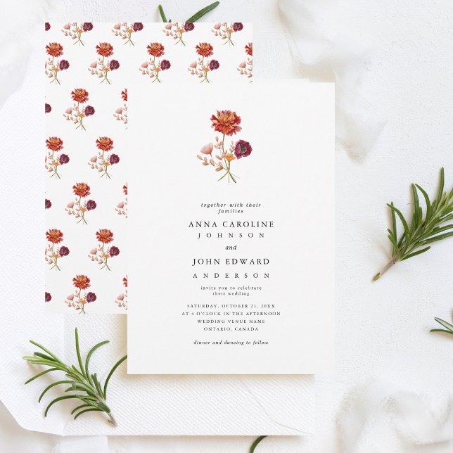 Watercolor Rustic Wildflowers Elegant Wedding Invitation (Creator Uploaded)