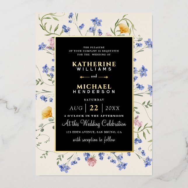 Watercolor Rustic wildflowers meadow Wedding (Front)