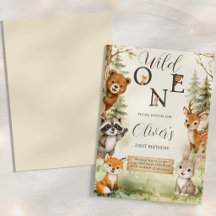 Watercolor Rustic Woodland Wild One 1st Birthday
