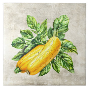 Watercolor Rustic Yellow Squash Faux Texture  Tile