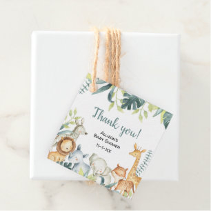 Watercolor safari animals baby shower favour tags
