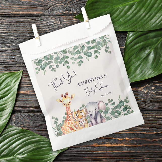 Watercolor Safari Animals Baby Shower Thank You Favour Bags (Creator Uploaded)