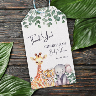Watercolor Safari Animals Baby Shower Thank You Gift Tags