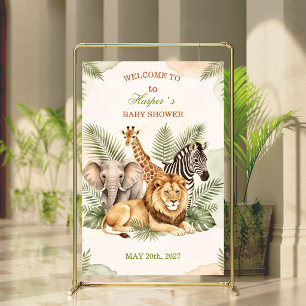 Watercolor Safari Animals Baby Shower Welcome Sign