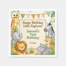 Watercolor Safari Animals Birthday Party
