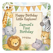 Watercolor Safari Animals Birthday Party