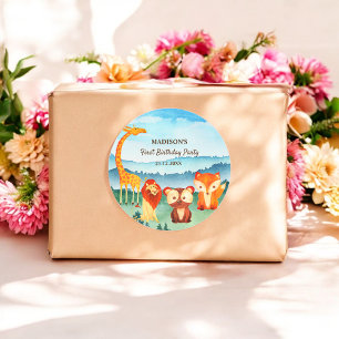 Watercolor Safari Animals Blue Green Sticker