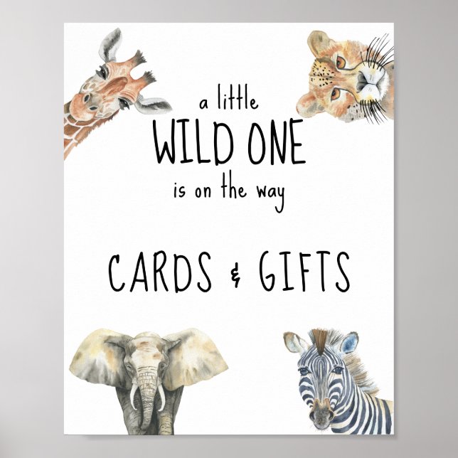 Watercolor safari animals - cards and gifts poster (Front)