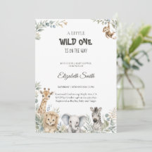 Watercolor Safari Animals & Greenery Baby Shower