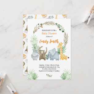Watercolor safari animals invitation