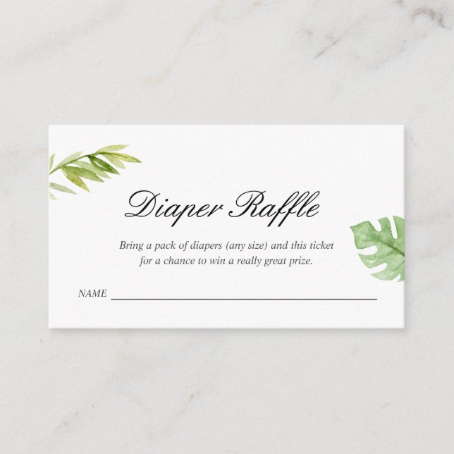 Watercolor Safari | Baby Shower Diaper Raffle Enclosure Card (Front)