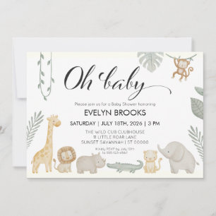 Watercolor Safari Gender Neutral Baby Shower Invitation