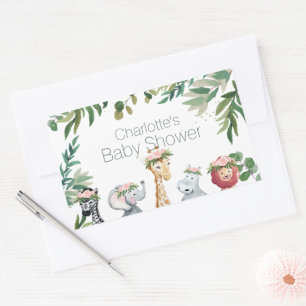 Watercolor Safari Jungle Baby Shower Sticker