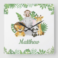 Watercolor Safari Jungle Tropical Animals Greenery
