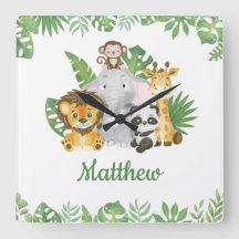 Watercolor Safari Jungle Tropical Animals Greenery
