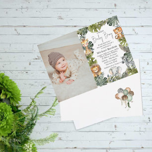Watercolor Safari Wild One 1st Birthday Boy Invita Invitation