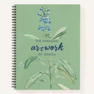 Watercolor Sage Green Artist Sketchbook Notebook
