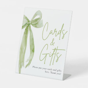 Watercolor Sage Green Bow Cards and Gifts Sign