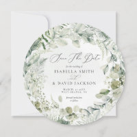 Watercolor Sage Green Foliage Eucalyptus Circle