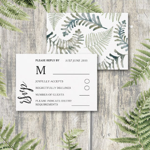 Watercolor Sage Green Foliage Wedding RSVP Card