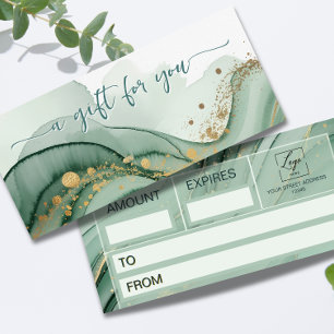 Watercolor Sage Green Gold Gift Certificate