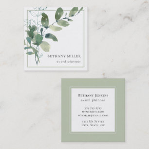  Watercolor Sage Green Greenery Business Card