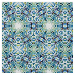 Watercolor Sage Green Persian Blue Artdeco Fabric