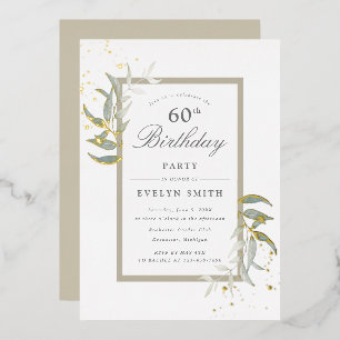watercolor sage greenery and gold birthday