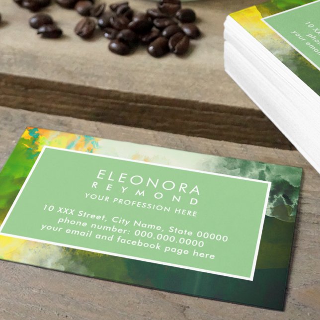 Watercolor Sage Greenish Ombre Elegant Business Card (Creator Uploaded)