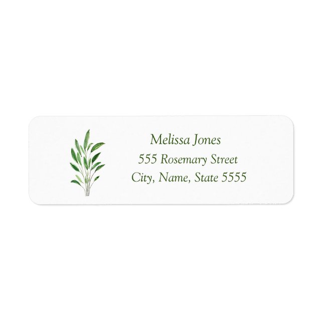 Watercolor Sage Herb Greenery Plant Rustic Label (Front)