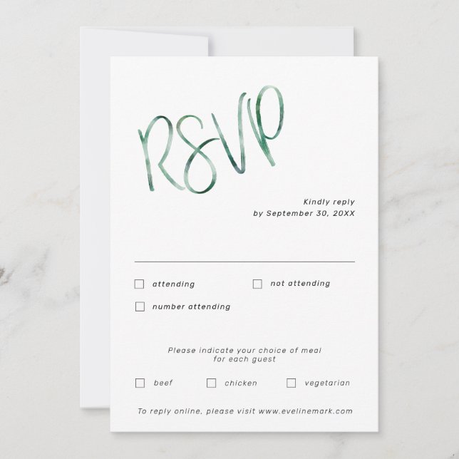 Watercolor sage minimalist RSVP Invitation (Front)