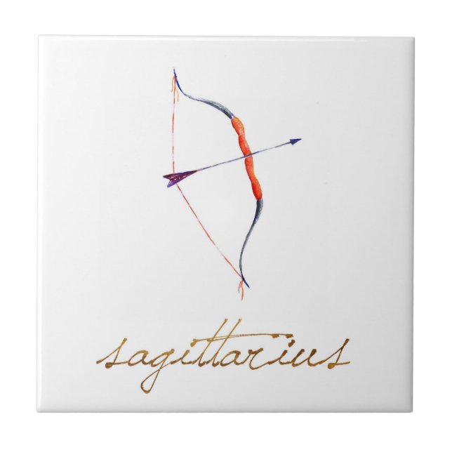 Watercolor Sagittarius Bow & Arrow Tile (Front)