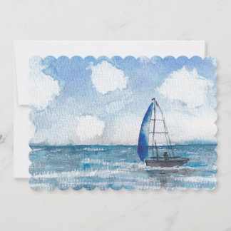 Watercolor Sail Boat Thank You Card