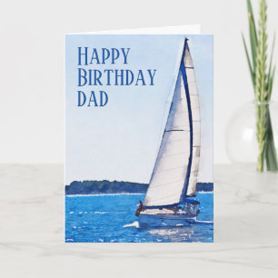 Watercolor Sailboat Happy Birthday Dad Card