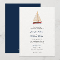 Watercolor Sailboat Nautical wedding invitation