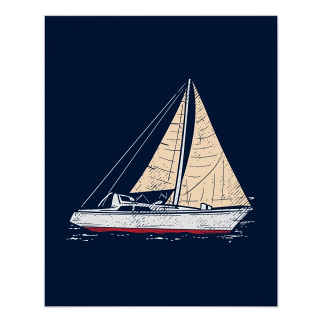 Watercolor Sailboat Nursery and Living Room Poster (Front)