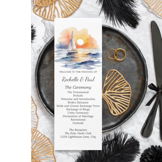 Watercolor Sailboat Sunset Seascape Wedding (Watercolor Sailboat Sunset Seascape Wedding Suite)