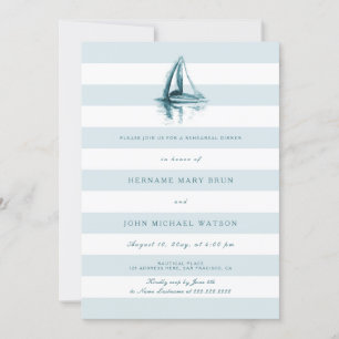 Watercolor Sailing Boat Rehearsal Dinner Invite