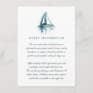 Watercolor Sailing Boat Wedding Insert Card